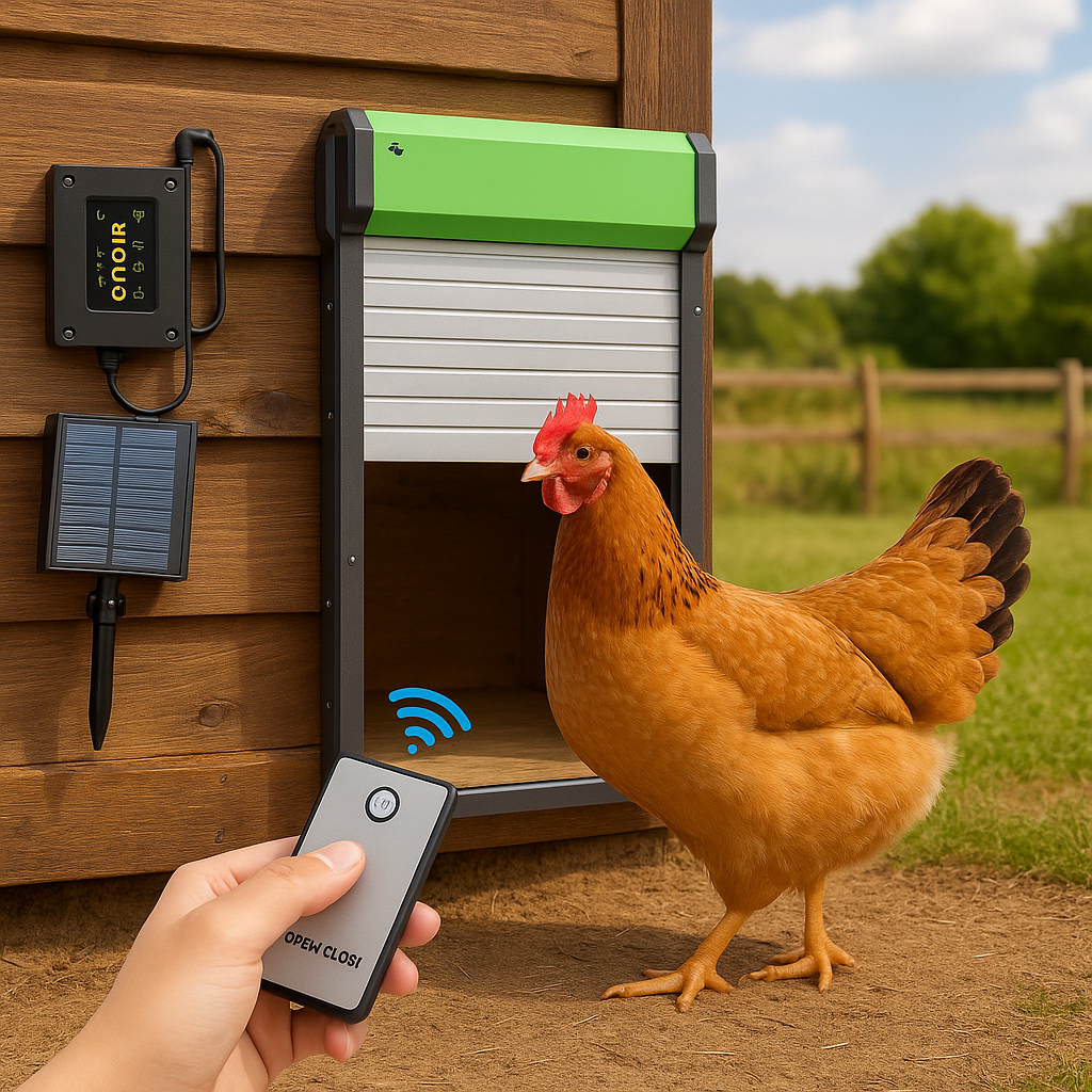 Automatisch kippenluik met afstandsbediening en lichtsensor | CluckMate