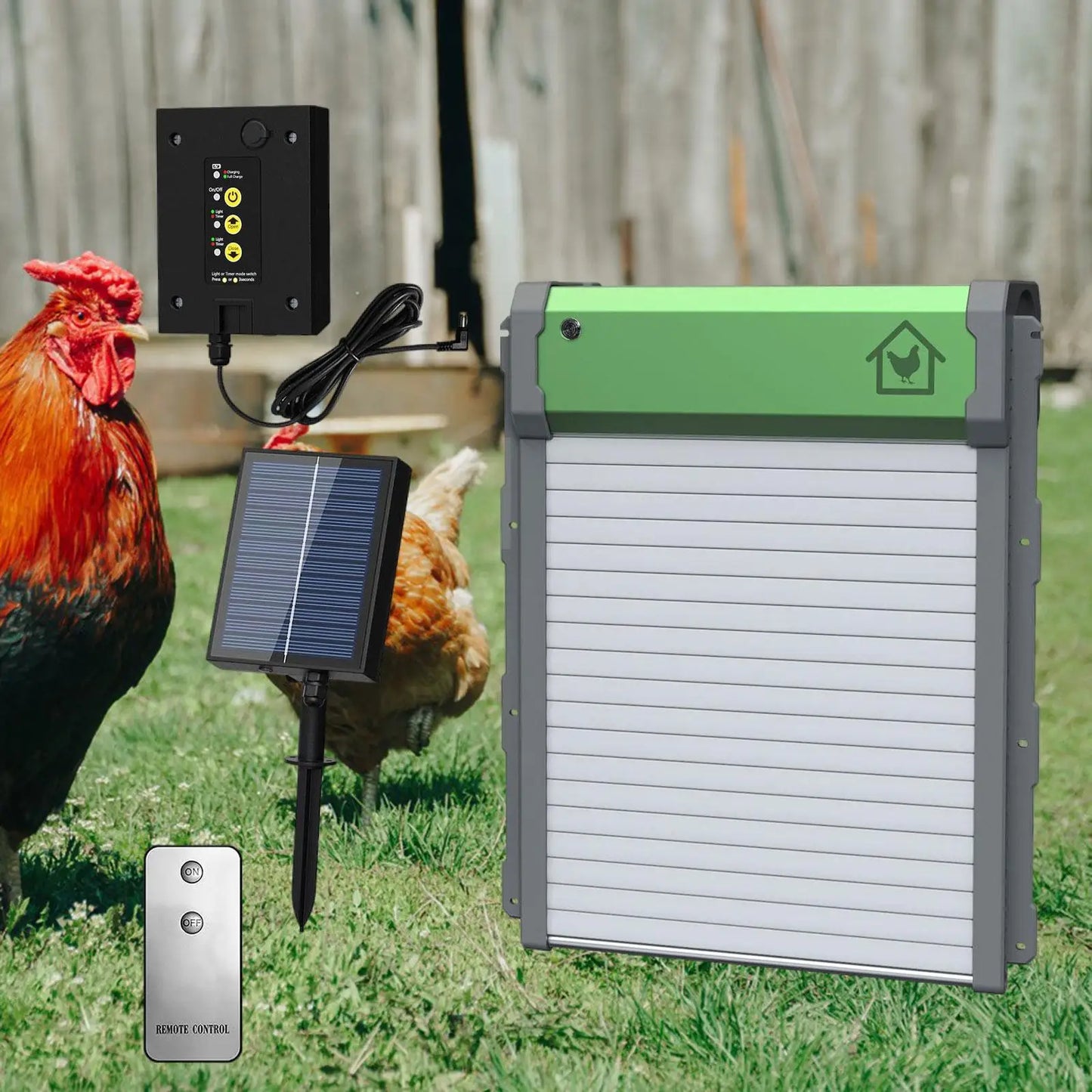 Automatisch kippenluik met afstandsbediening en lichtsensor | CluckMate