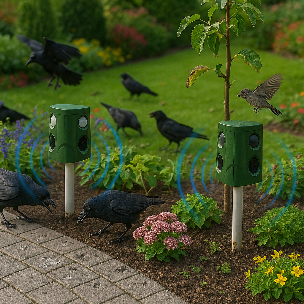 Dierenverjager met ultrasoon 360° detectie voor mollen vogels en katten | Gravino