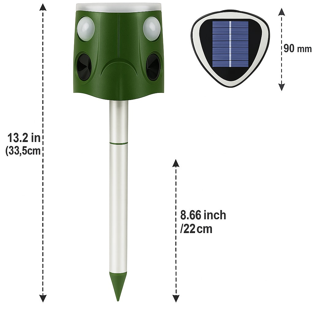 Dierenverjager met ultrasoon 360° detectie voor mollen vogels en katten | Gravino