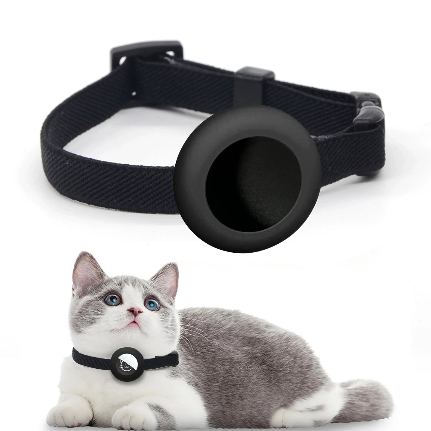 Halsband kat met AirTag houder en verstelbare pasvorm | Feloop