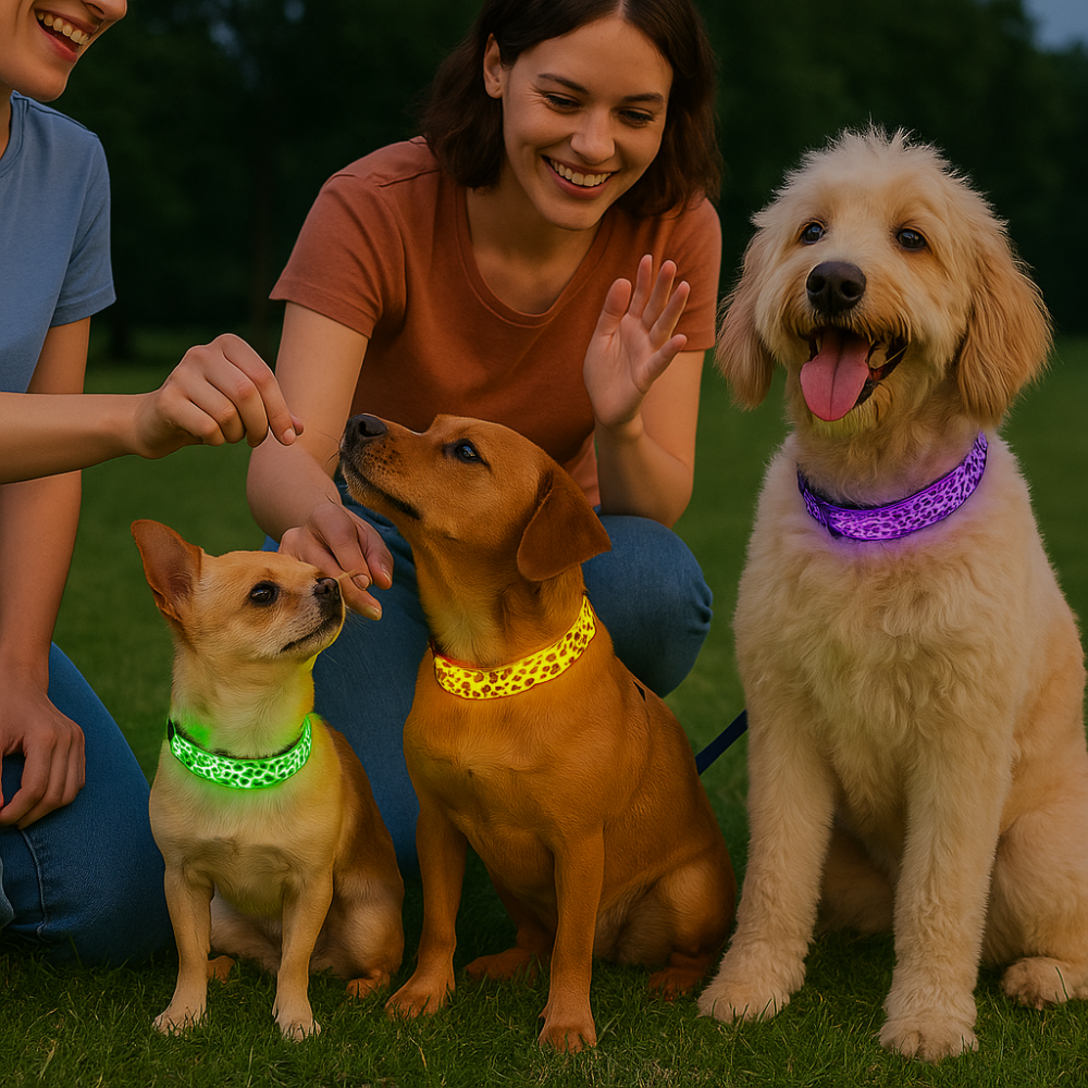 Hondenhalsband met LED-verlichting voor avondwandelingen | Lumera
