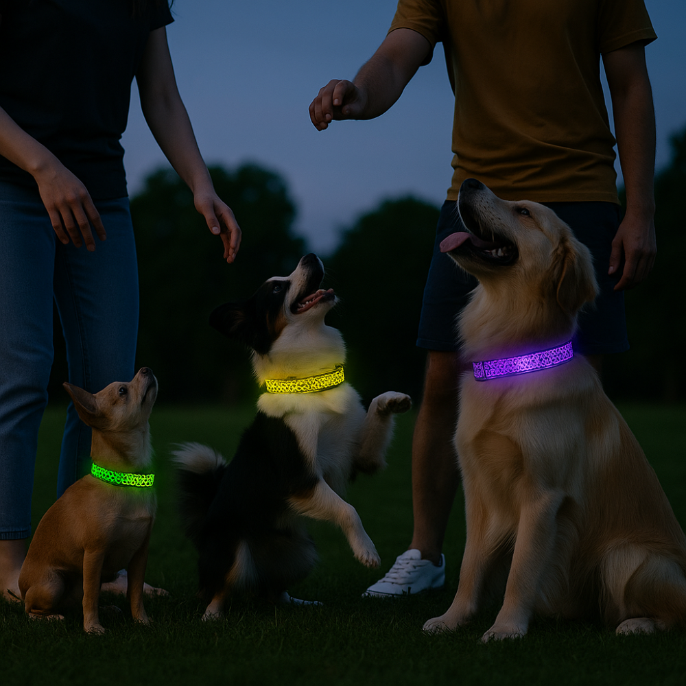 Hondenhalsband met LED-verlichting voor avondwandelingen | Lumera
