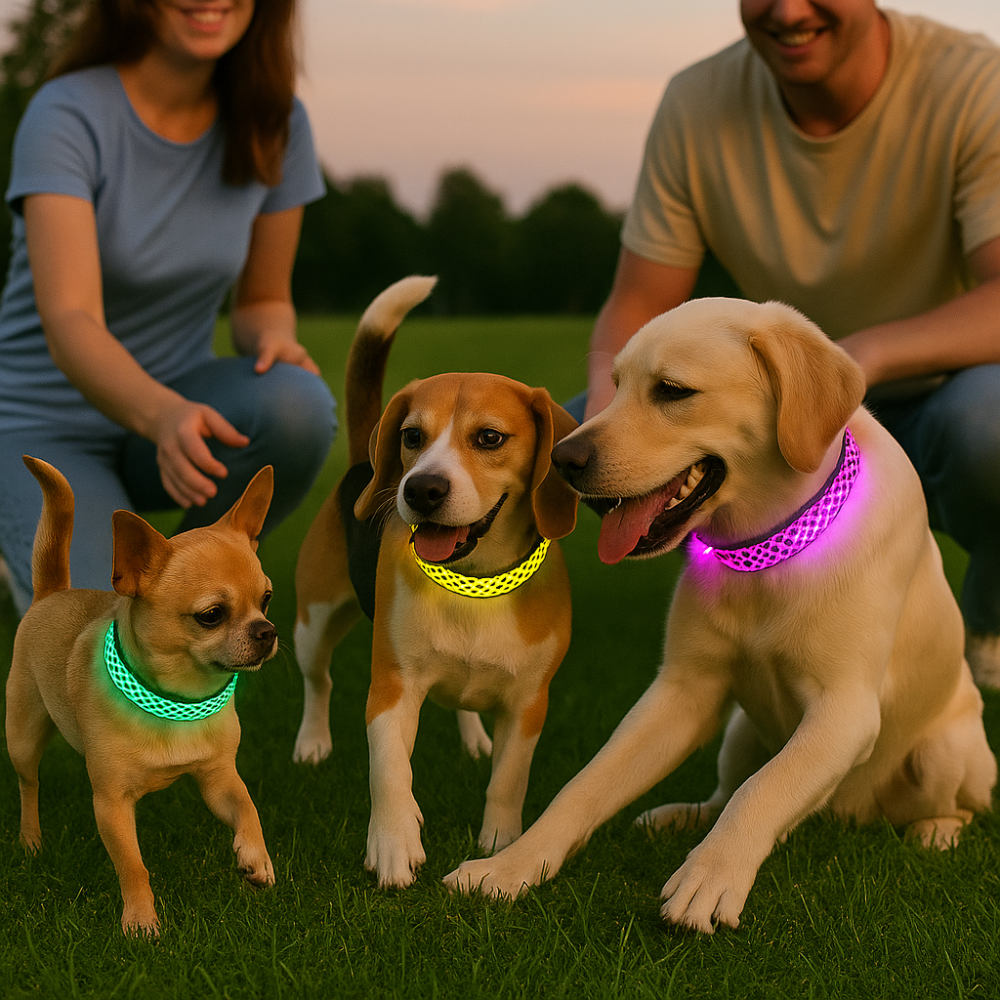 Hondenhalsband met LED-verlichting voor avondwandelingen | Lumera