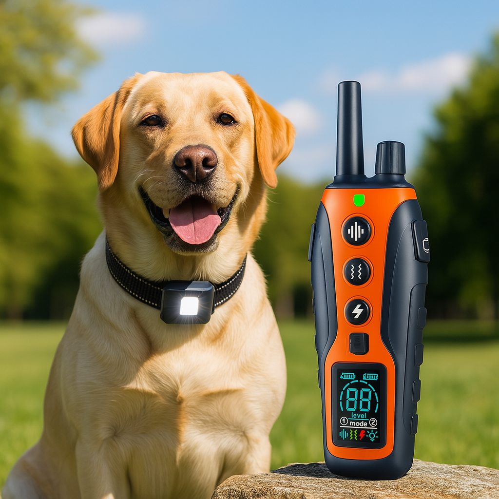 Hondenhalsband met trilling geluid en licht voor training | Dogivox
