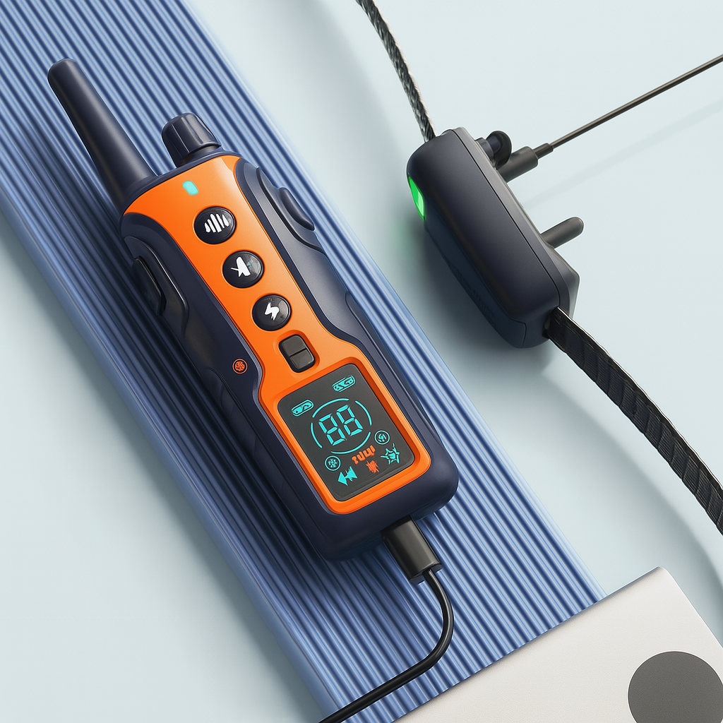 Hondenhalsband met trilling geluid en licht voor training | Dogivox