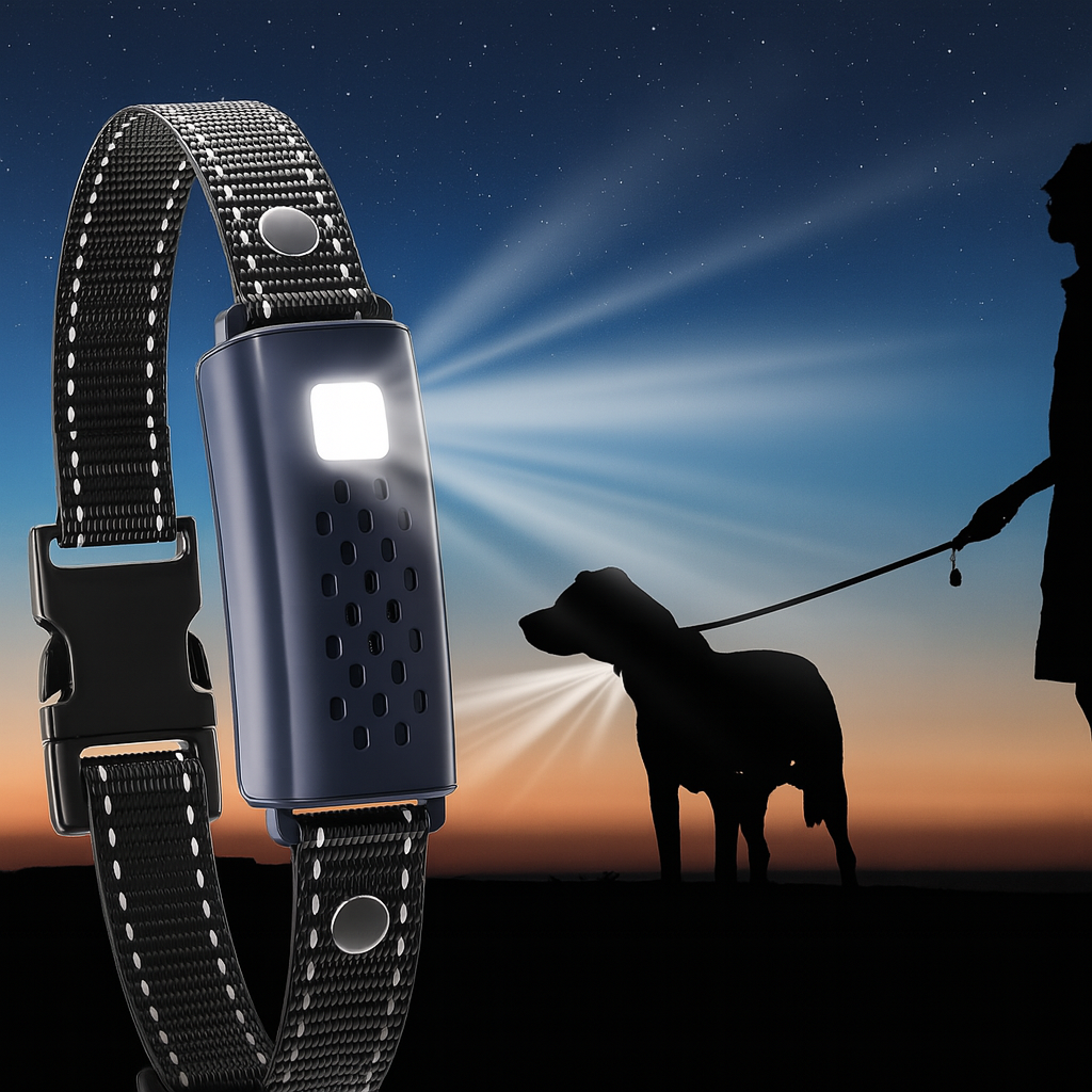 Hondenhalsband met trilling geluid en licht voor training | Dogivox