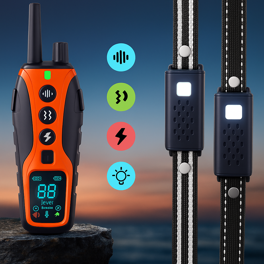 Hondenhalsband met trilling geluid en licht voor training | Dogivox