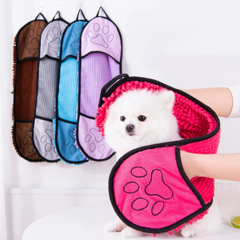 Hondenhanddoek met insteekzakken voor droging | PawDry Grip