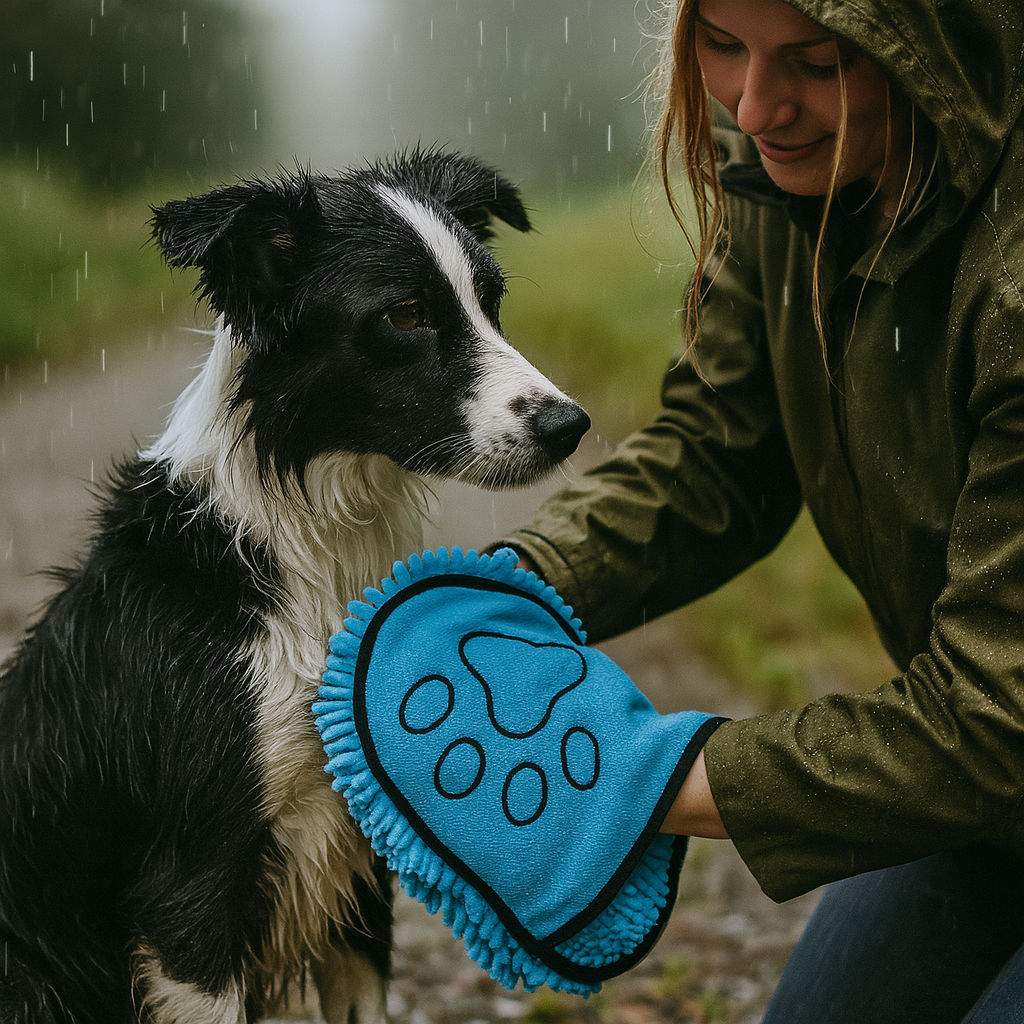 Hondenhanddoek met insteekzakken voor droging | PawDry Grip