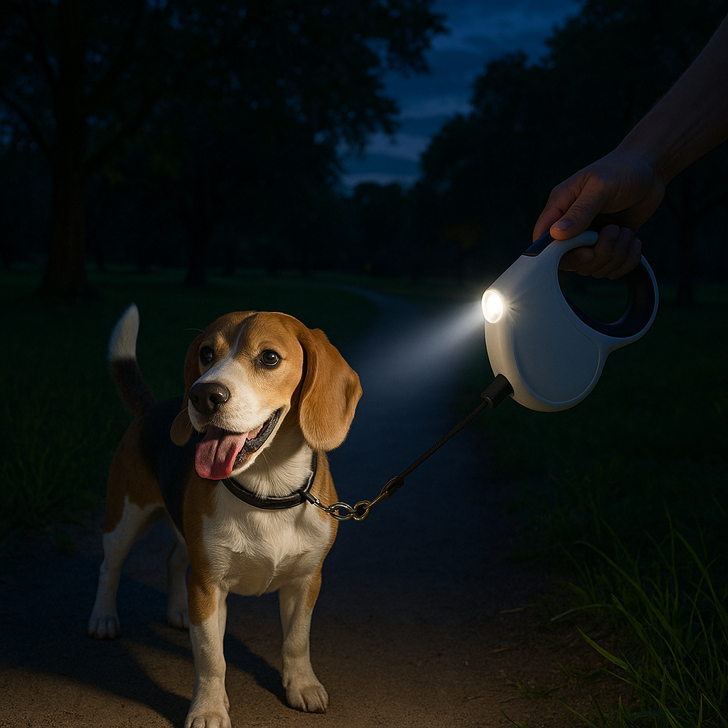 Hondenriem 5M met LED en automatische lijncontrole | Dogmere