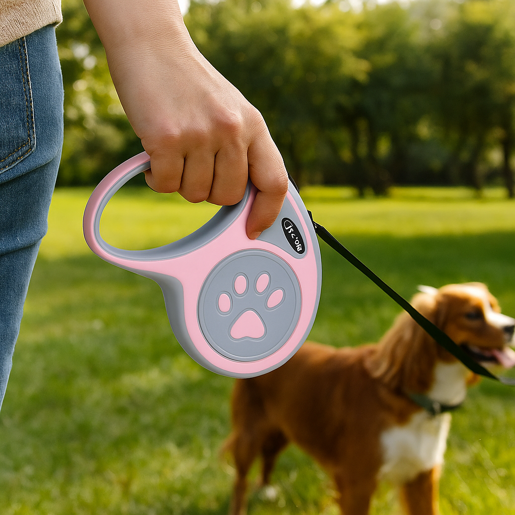 Hondenriem met automatische oprolfunctie 3-5 meter nylon | Pawlon