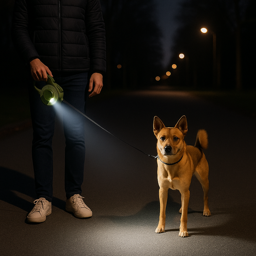 Hondenriem uitschuifbaar met ledlicht voor avondwandeling | LumioLine