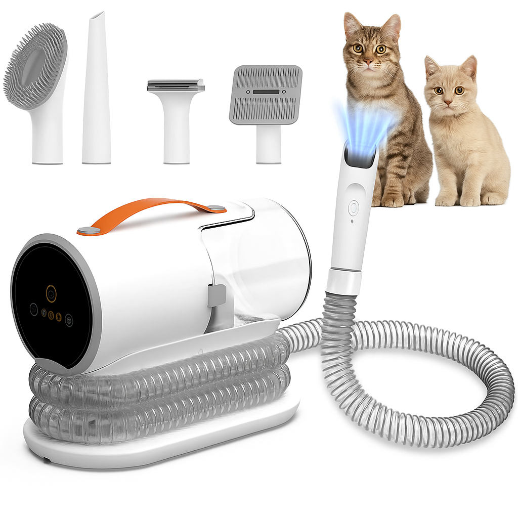 Katten trimset met opvangsysteem borstels en kammen | Veloria