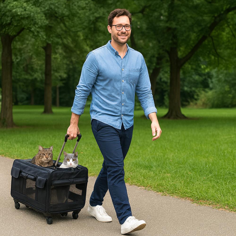 Kattenbuggy met dubbele compartimenten voor vervoer | Felano
