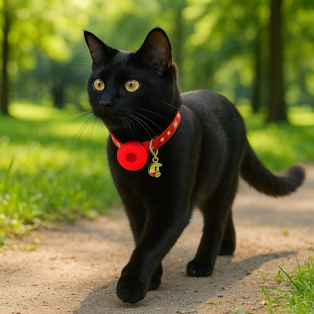 Kattenhalsband met reflecterende AirTag houder | Kattigo