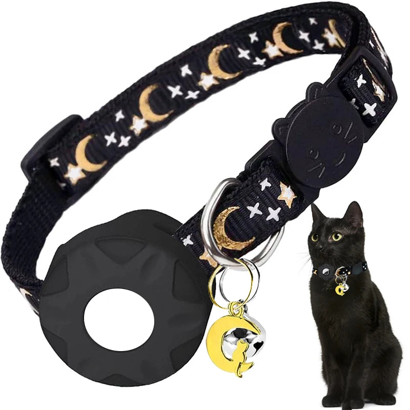 Kattenhalsband met reflecterende AirTag houder | Kattigo