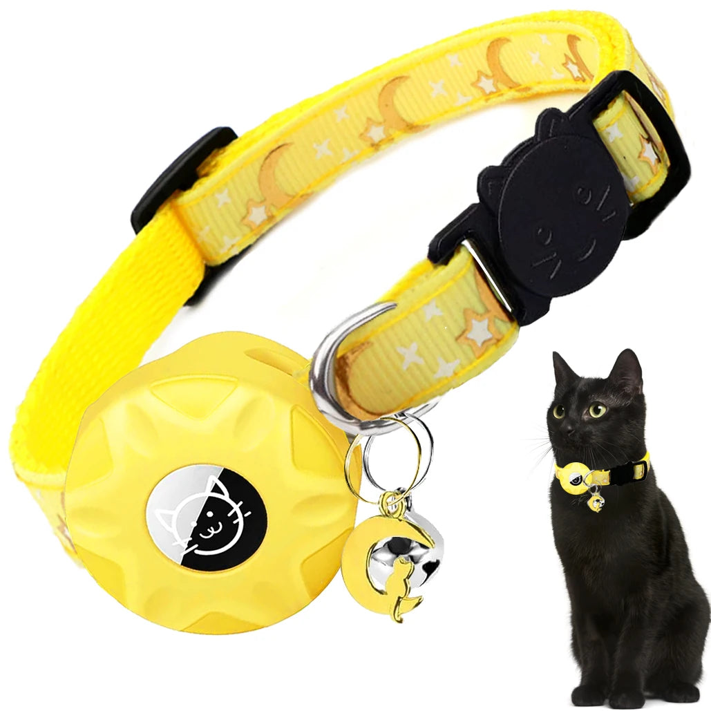 Kattenhalsband met reflecterende AirTag houder | Kattigo