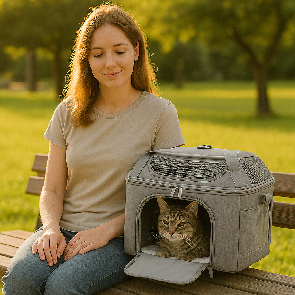 Kattenreistas met drie ingangen en ademend ontwerp | Mobibag