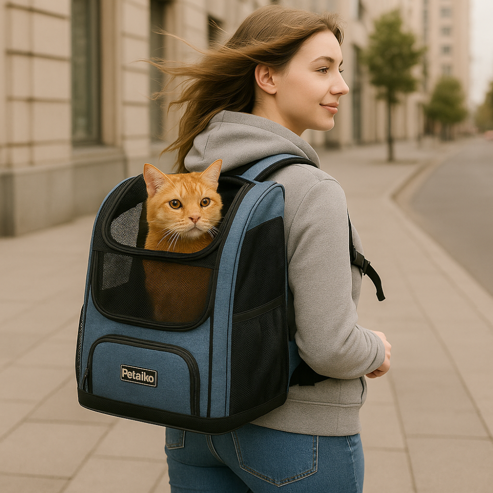 Kattentas met uitklapbare achterkant voor reizen en vervoer | Felvory