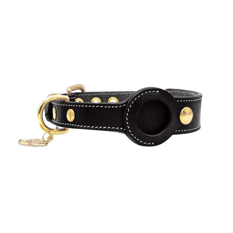 Lederen hondenhalsband met AirTag houder | ScoutBand