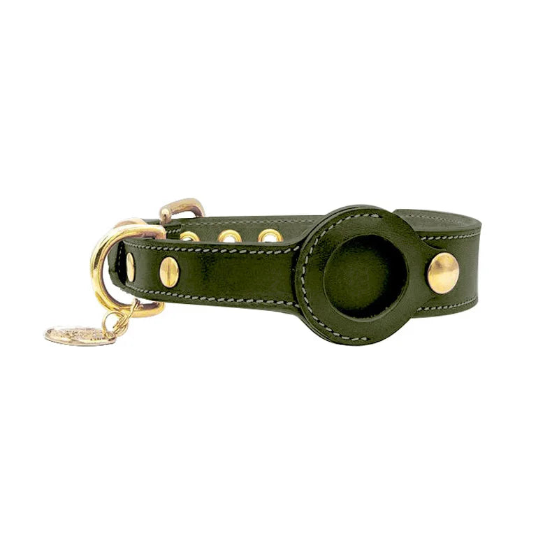 Lederen hondenhalsband met AirTag houder | ScoutBand