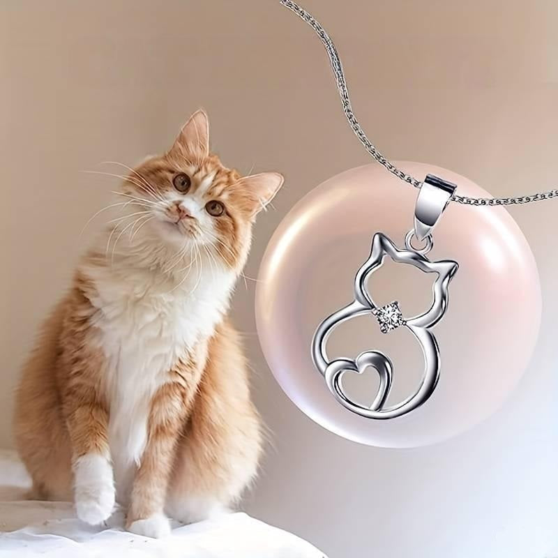 Lissy | Zilveren Kattenketting met Hartvormige Hanger