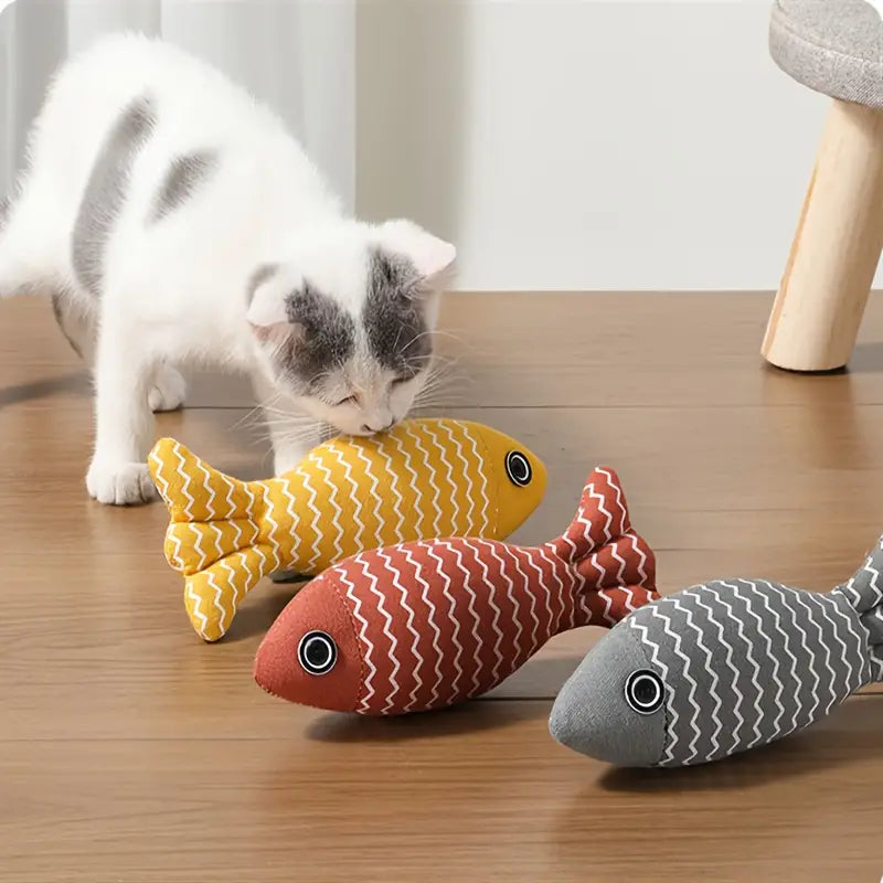 Miesje kattenspeelgoed | Visvormig speelgoed voor katten met kattenkruid