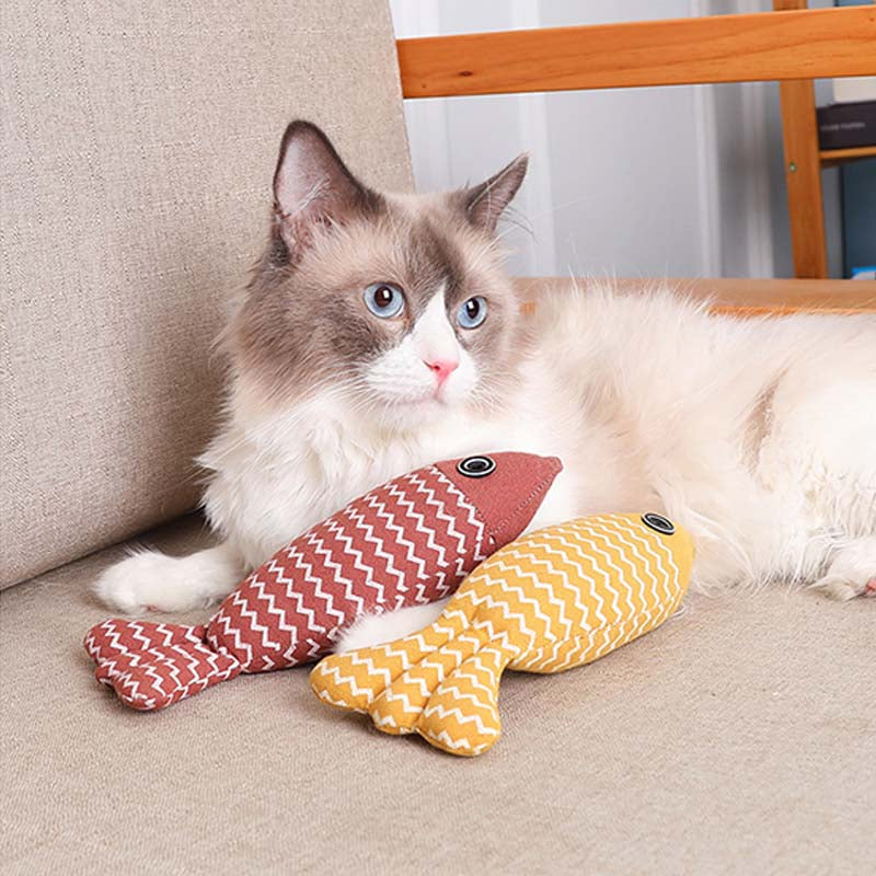 Miesje kattenspeelgoed | Visvormig speelgoed voor katten met kattenkruid
