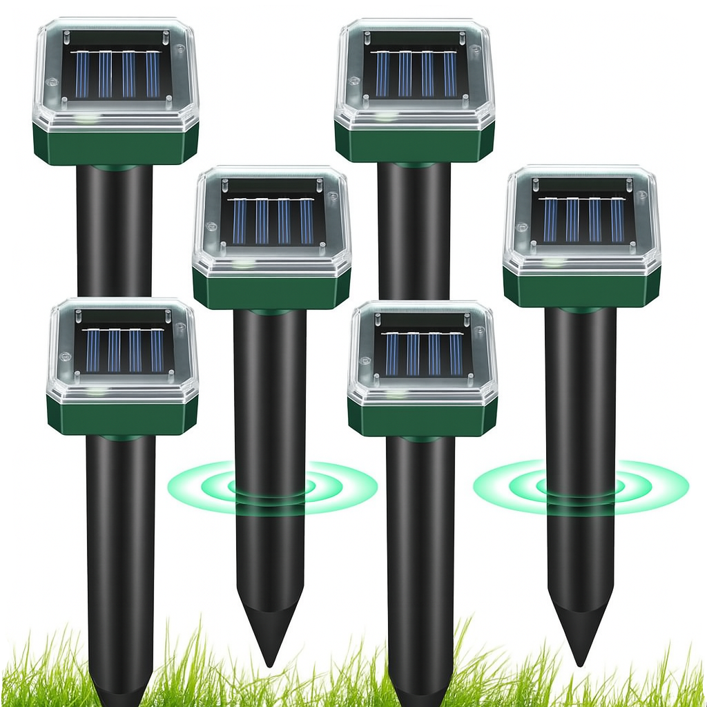 Mollenverjager op zonne-energie voor tuin met ultrasoon geluid | Solmora