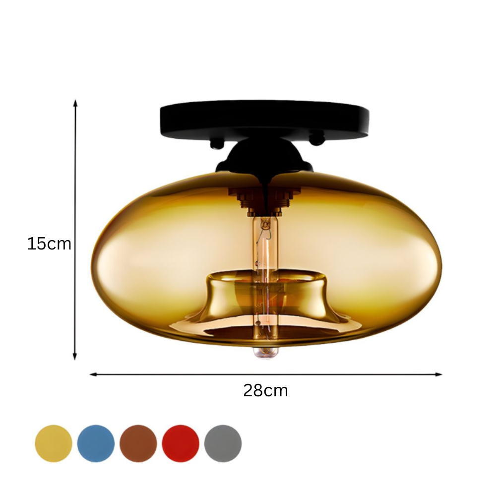 Plafondlamp glazen ovale kap industriele stijl | Olviera