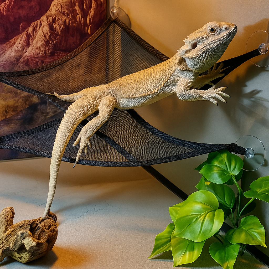 Reepy | Reptielen hangmat met zuignappen – Netligplek voor terrarium en glasoppervlakken