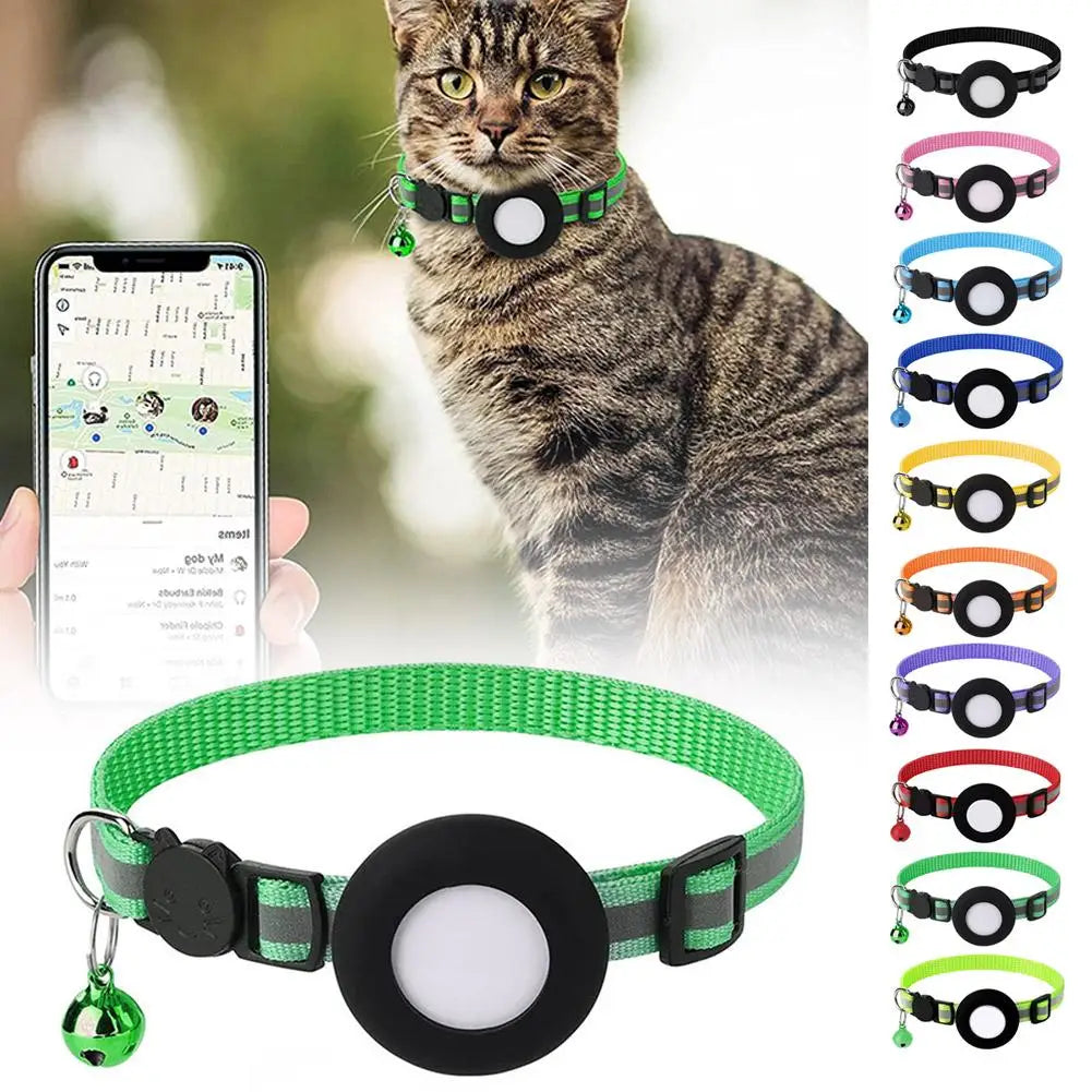 Reflecterende kattenhalsband met AirTag-houder en bel | VeloxTag