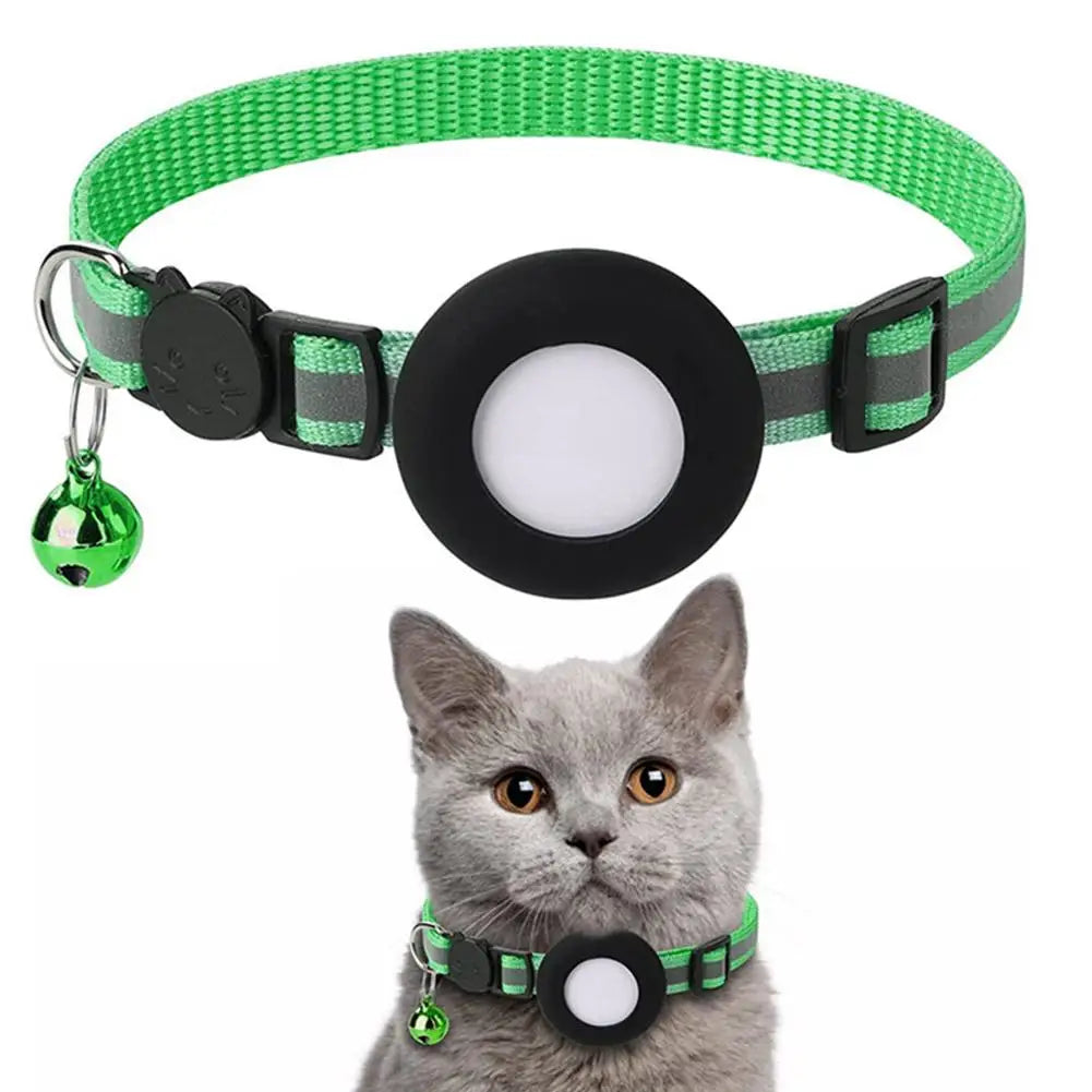Reflecterende kattenhalsband met AirTag-houder en bel | VeloxTag