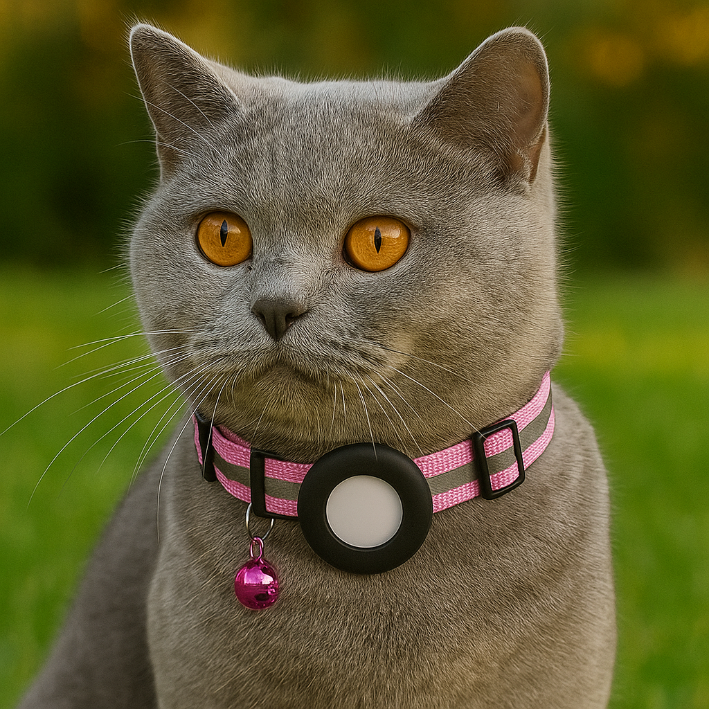 Reflecterende kattenhalsband met AirTag-houder en bel | VeloxTag