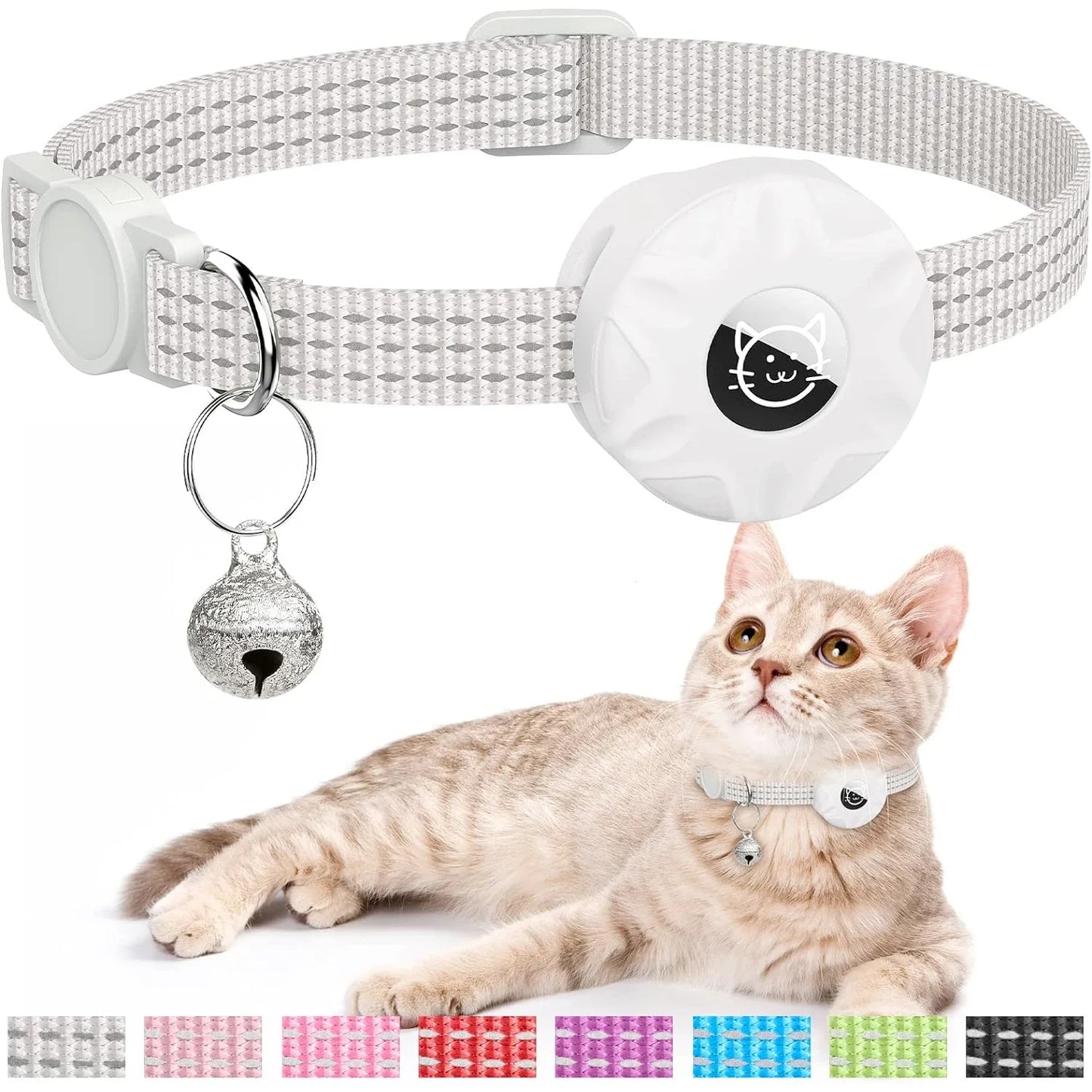 Reflecterende kattenhalsband met AirTag houder en bel | Navico
