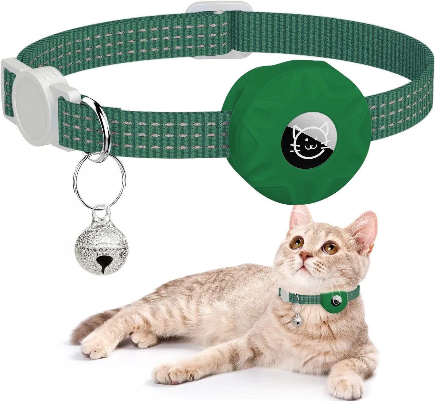 Reflecterende kattenhalsband met AirTag houder en bel | Navico