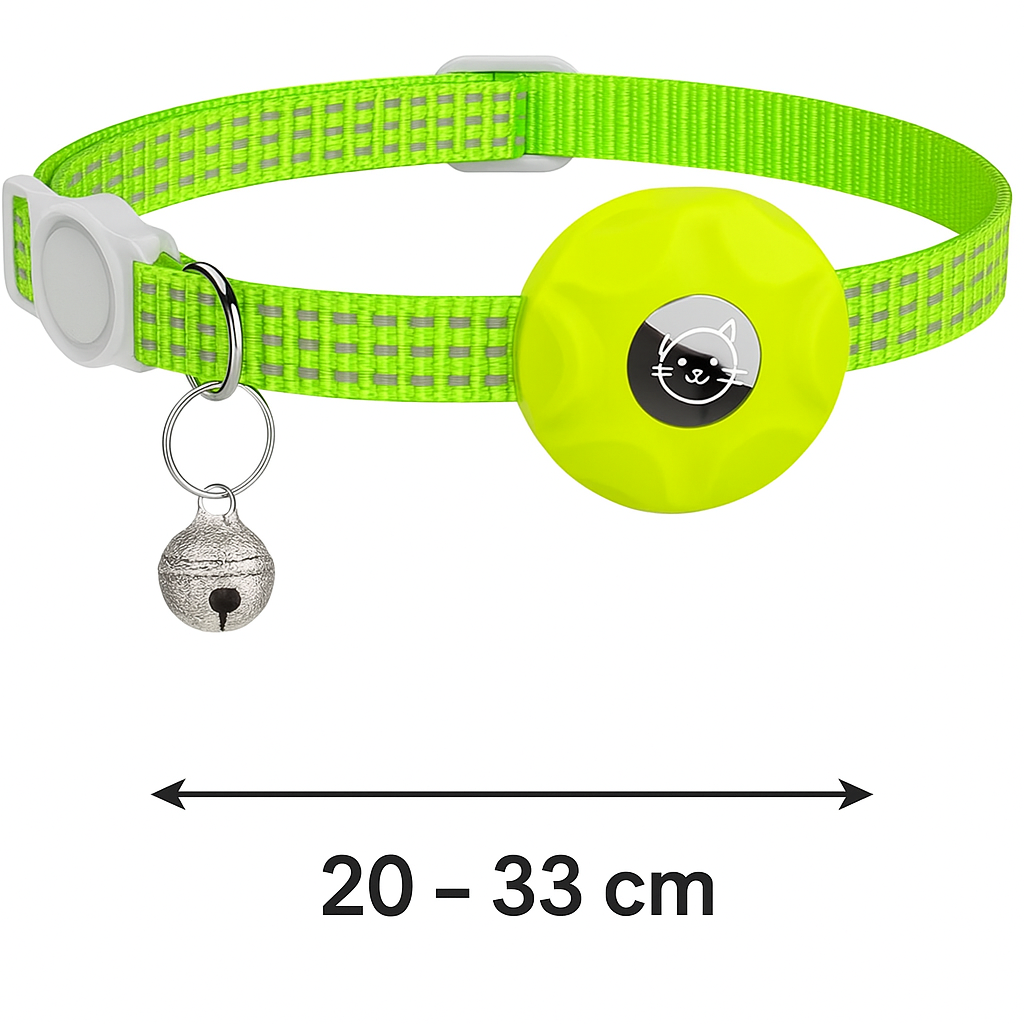 Reflecterende kattenhalsband met AirTag houder en bel | Navico