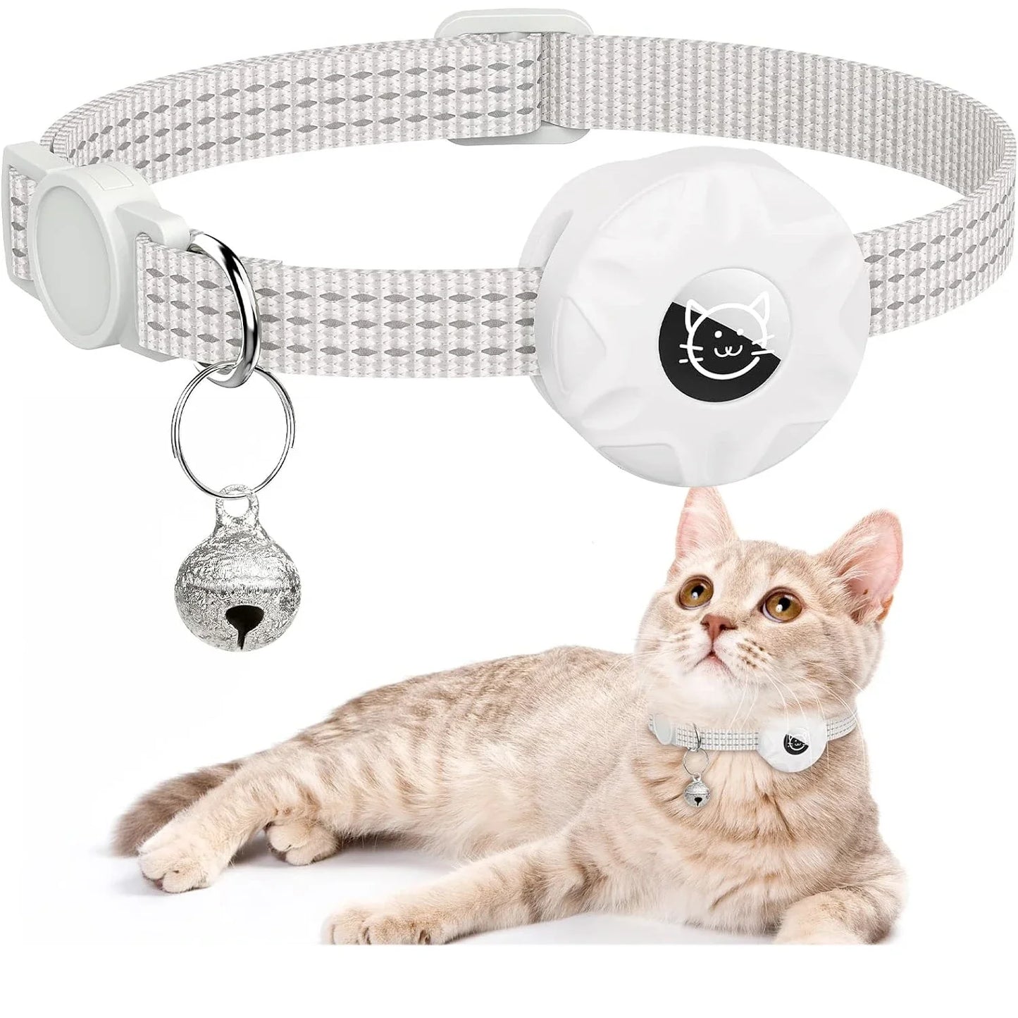 Reflecterende kattenhalsband met AirTag houder en bel | Navico