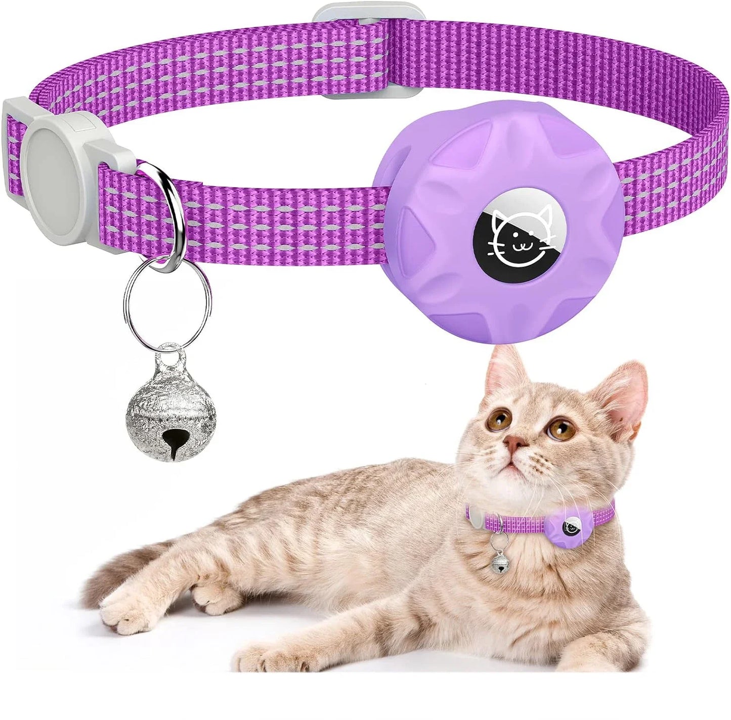 Reflecterende kattenhalsband met AirTag houder en bel | Navico