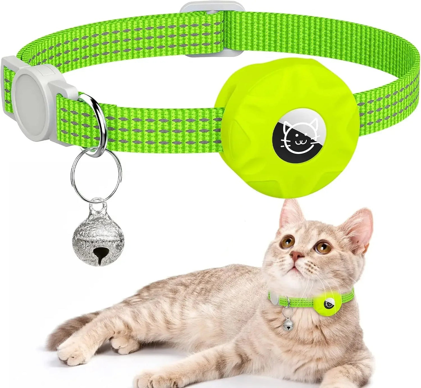 Reflecterende kattenhalsband met AirTag houder en bel | Navico