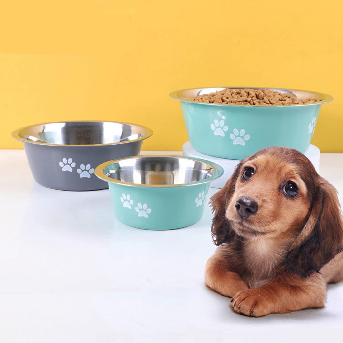 Roestvrijstalen voerbak met antislip voor honden | Dinezzo