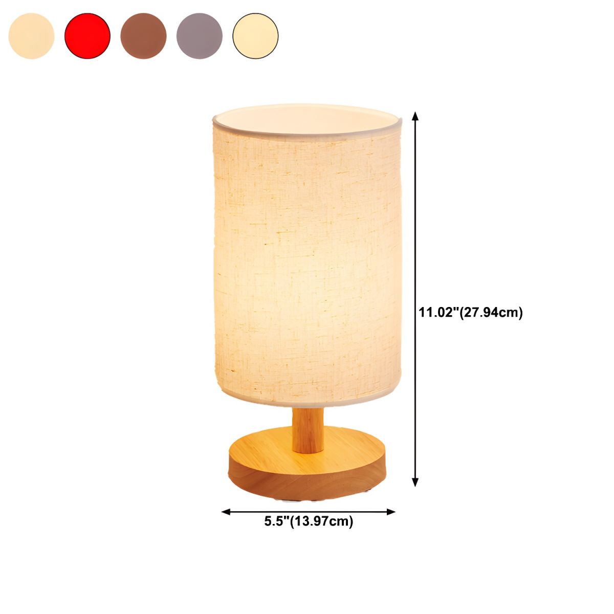 Tafellamp met Massief Houten Voet Moderne Stoffen Kap | Qirvan