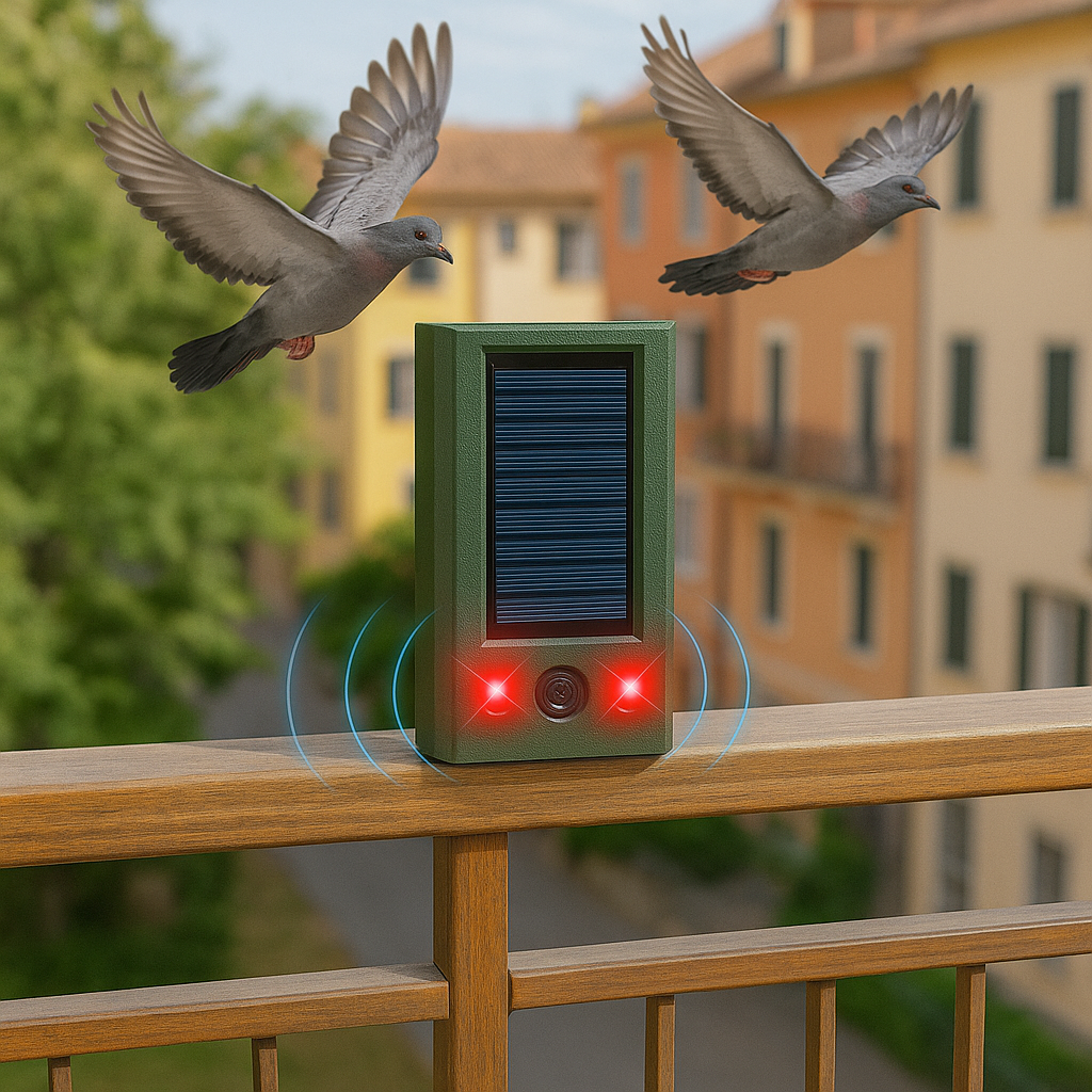 Ultrasone mollenverjager met zonnepaneel en LED | Aviatra