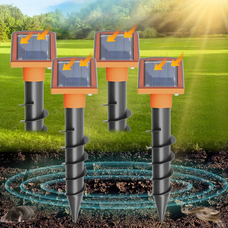 Ultrasone mollenverjager op zonne-energie met grondtrilling | SonicRoot