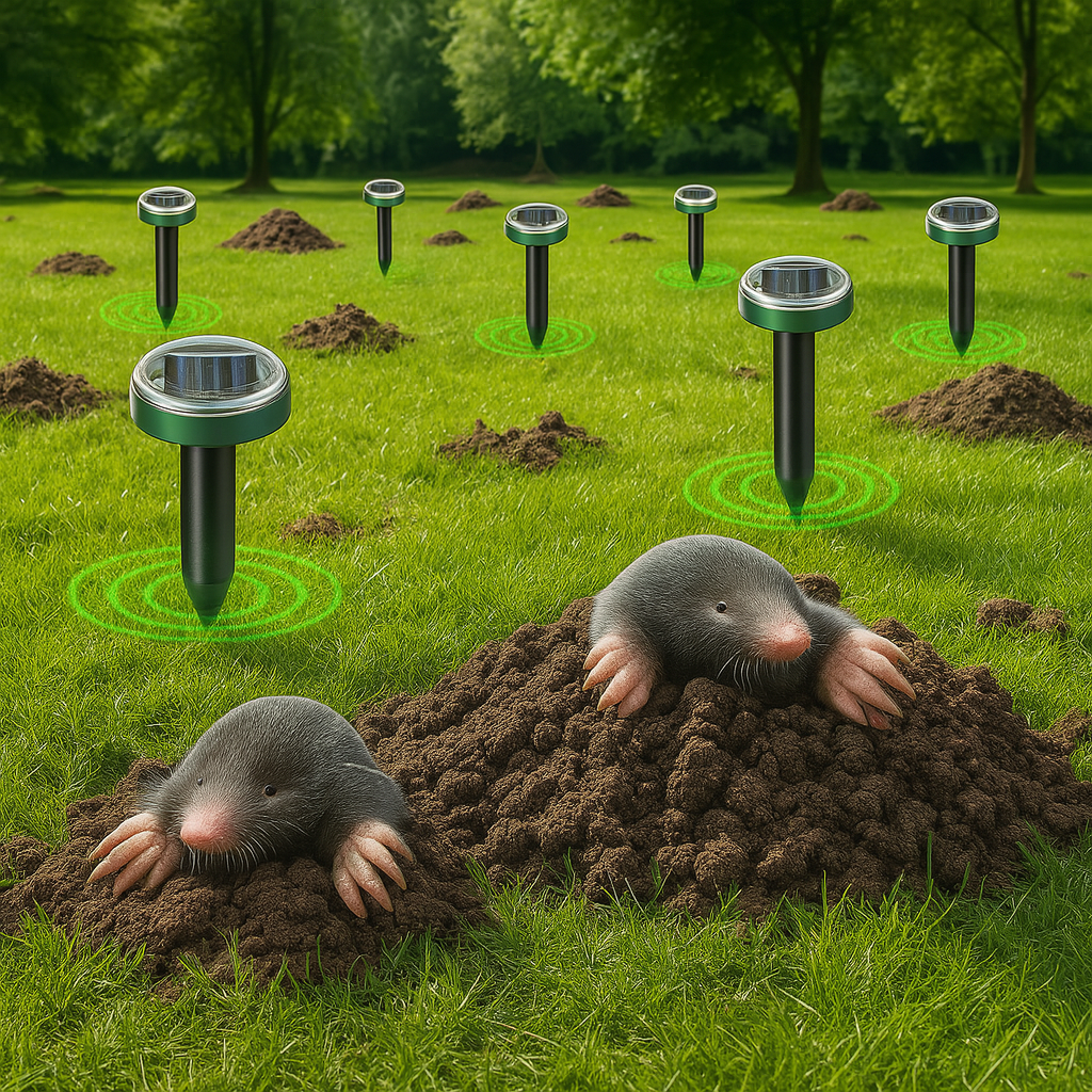 Ultrasone mollenverjager op zonne-energie voor tuin | Molvex