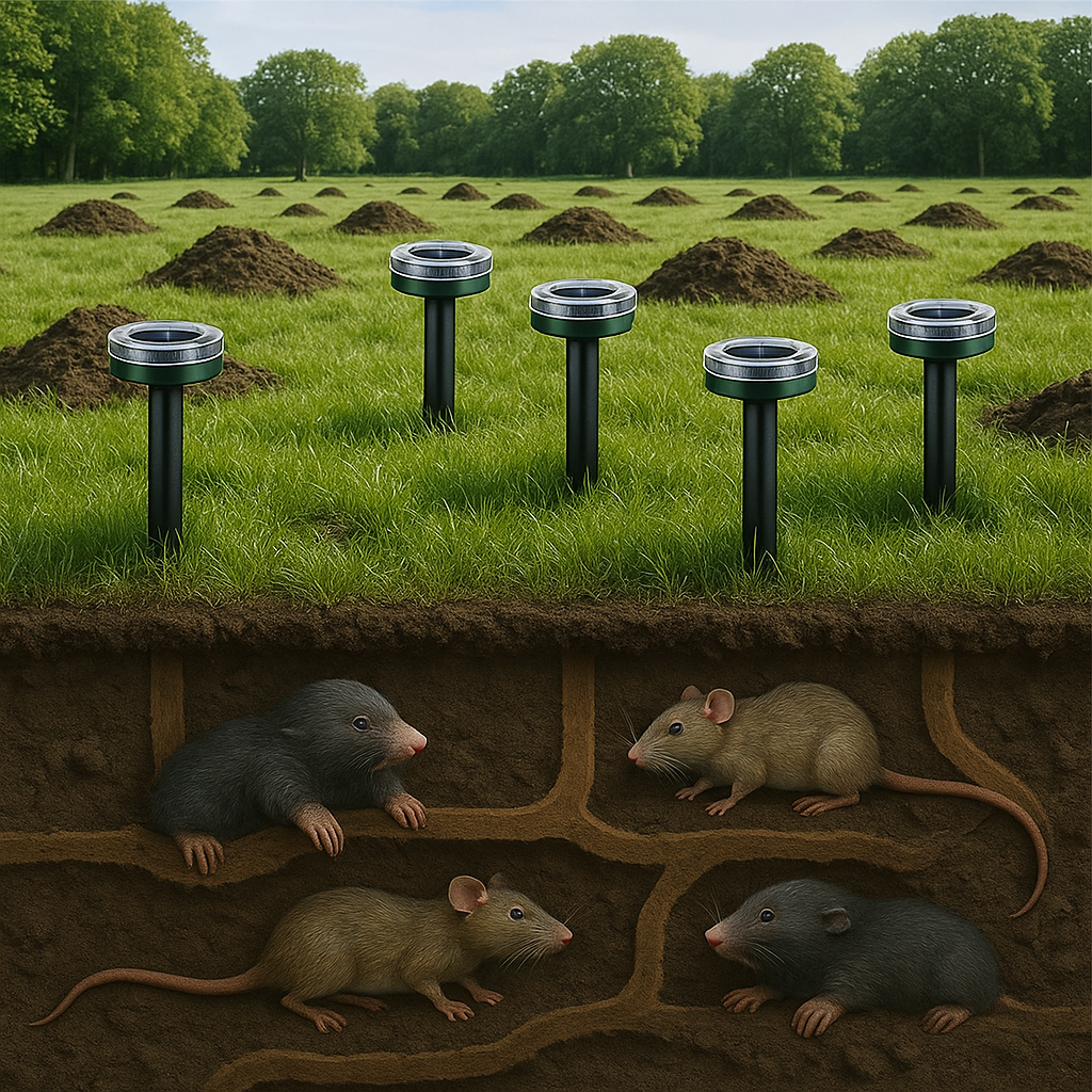 Ultrasone mollenverjager op zonne-energie voor tuin | Molvex