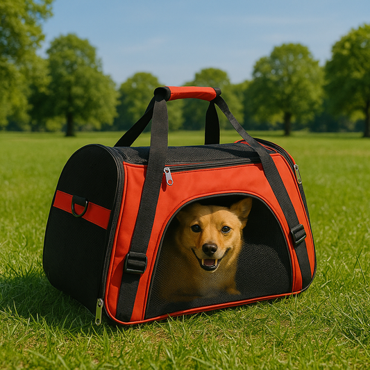 Ademende hondentas met ventilatiepanelen en draagriem | Tailgo Bag
