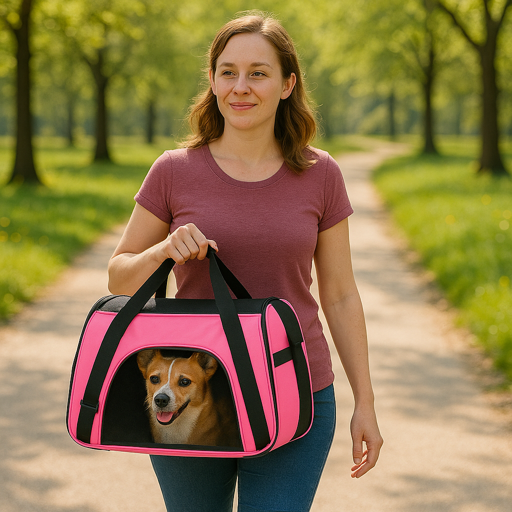 Ademende hondentas met ventilatiepanelen en draagriem | Tailgo Bag