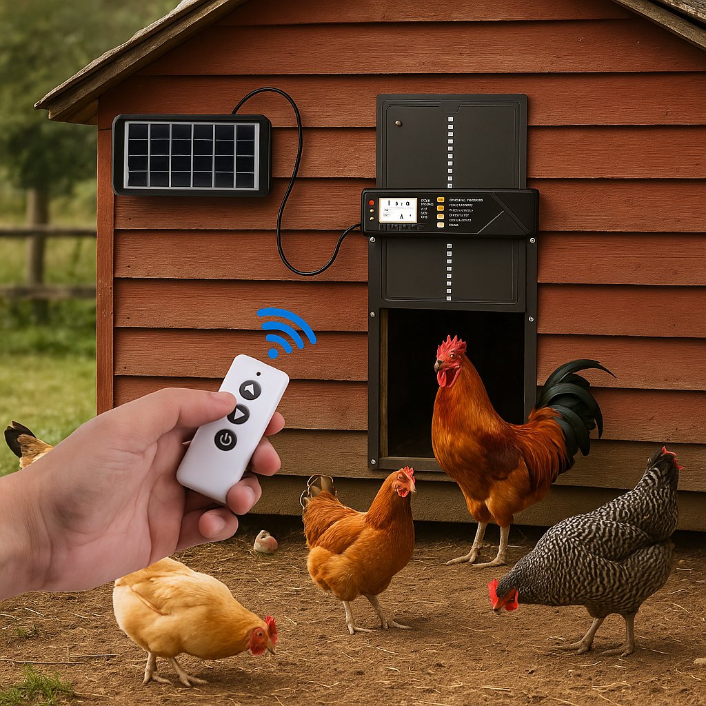 Automatisch kippenluik met zonnepaneel en tijdsensor CoopRay